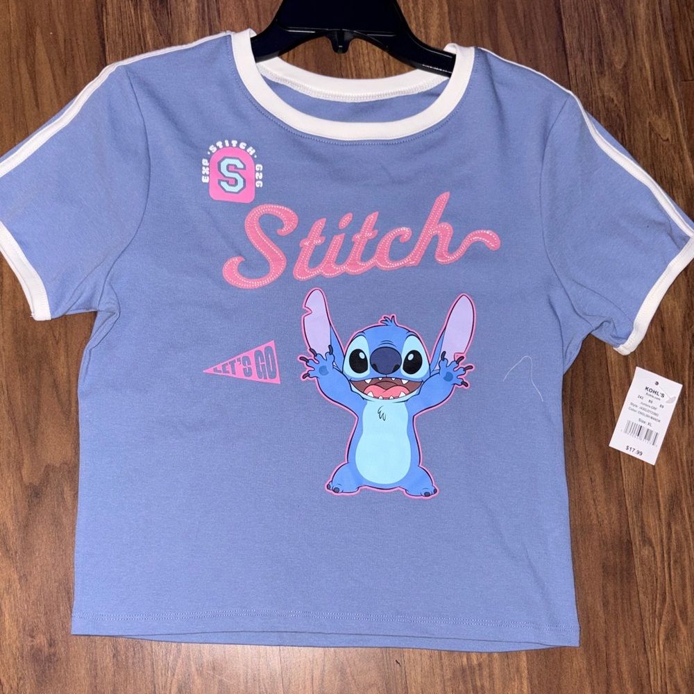 Disney Stitch juniors Blue and Pink T-Shirt
